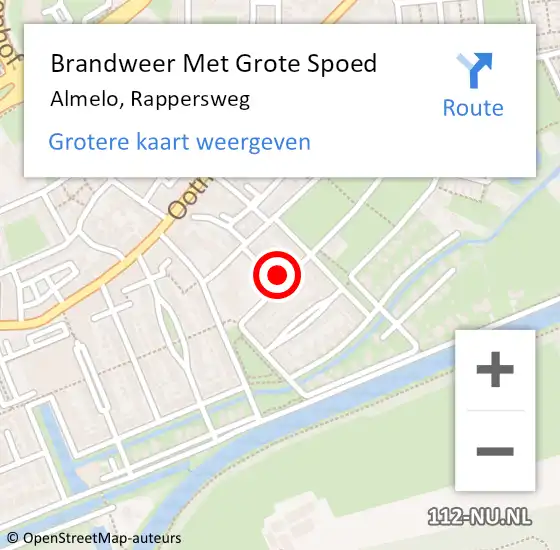 Locatie op kaart van de 112 melding: Brandweer Met Grote Spoed Naar Almelo, Rappersweg op 12 augustus 2015 04:17