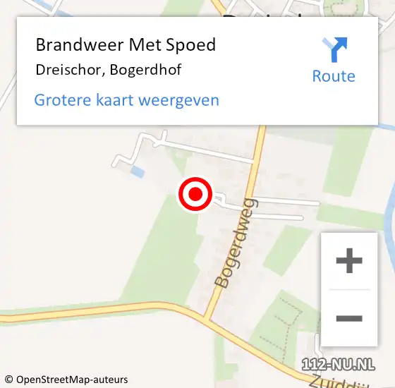 Locatie op kaart van de 112 melding: Brandweer Met Spoed Naar Dreischor, Bogerdhof op 12 augustus 2015 04:19