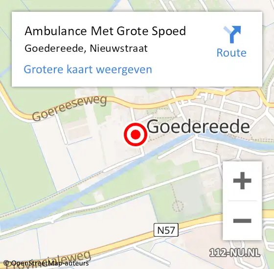 Locatie op kaart van de 112 melding: Ambulance Met Grote Spoed Naar Goedereede, Nieuwstraat op 12 augustus 2015 07:40