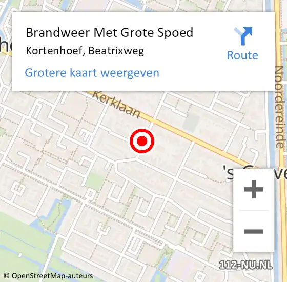 Locatie op kaart van de 112 melding: Brandweer Met Grote Spoed Naar Kortenhoef, Beatrixweg op 12 augustus 2015 08:21