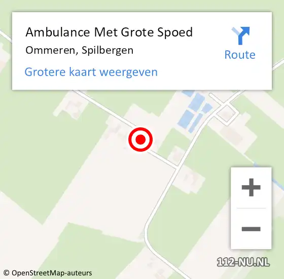 Locatie op kaart van de 112 melding: Ambulance Met Grote Spoed Naar Ommeren, Spilbergen op 12 augustus 2015 11:06