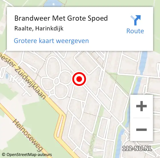 Locatie op kaart van de 112 melding: Brandweer Met Grote Spoed Naar Raalte, Harinkdijk op 12 augustus 2015 11:24