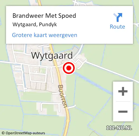 Locatie op kaart van de 112 melding: Brandweer Met Spoed Naar Wytgaard, Pundyk op 12 augustus 2015 12:27