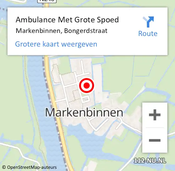 Locatie op kaart van de 112 melding: Ambulance Met Grote Spoed Naar Markenbinnen, Bongerdstraat op 17 november 2013 03:54