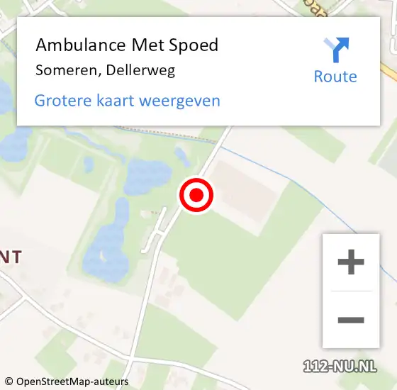 Locatie op kaart van de 112 melding: Ambulance Met Spoed Naar Someren, Dellerweg op 12 augustus 2015 13:30