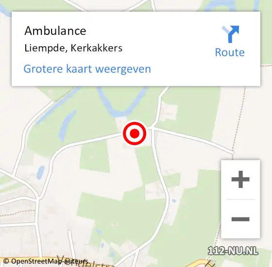 Locatie op kaart van de 112 melding: Ambulance Liempde, Kerkakkers op 12 augustus 2015 14:24