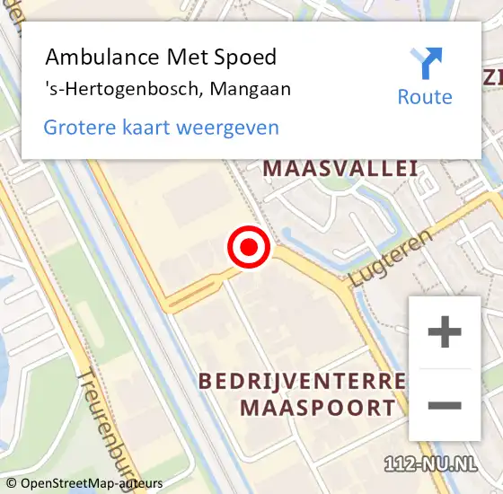 Locatie op kaart van de 112 melding: Ambulance Met Spoed Naar 's-Hertogenbosch, Mangaan op 12 augustus 2015 14:35