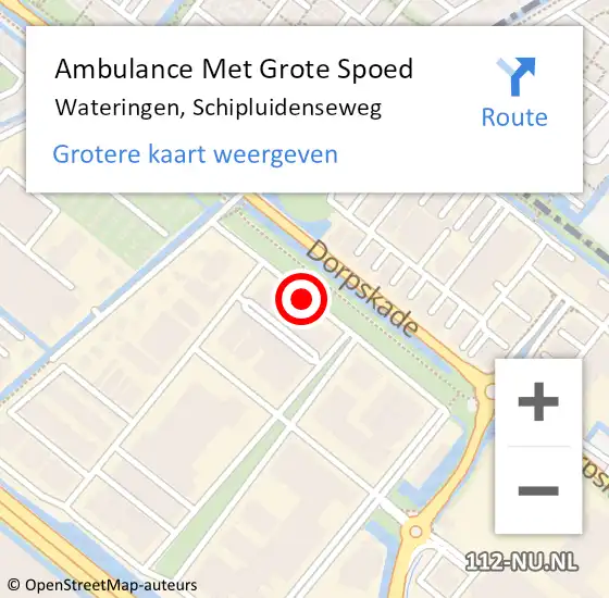 Locatie op kaart van de 112 melding: Ambulance Met Grote Spoed Naar Wateringen, Schipluidenseweg op 12 augustus 2015 14:36