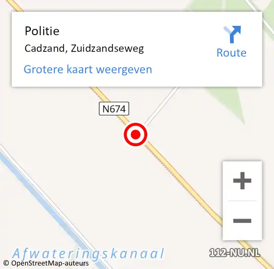 Locatie op kaart van de 112 melding: Politie Cadzand, Zuidzandseweg op 12 augustus 2015 15:32