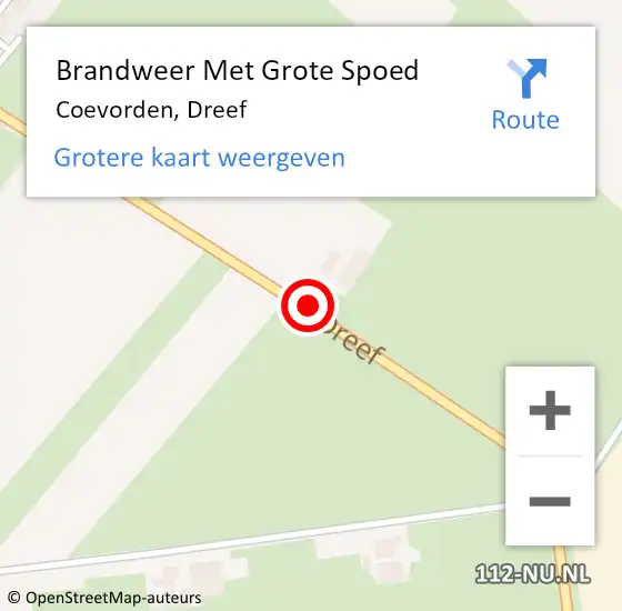 Locatie op kaart van de 112 melding: Brandweer Met Grote Spoed Naar Coevorden, Dreef op 12 augustus 2015 16:18