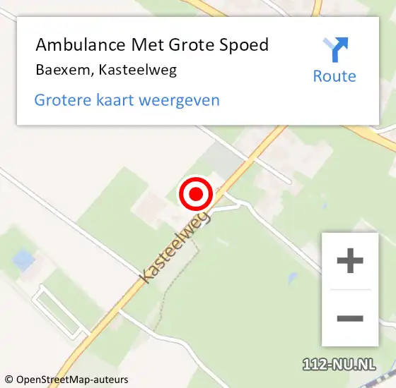 Locatie op kaart van de 112 melding: Ambulance Met Grote Spoed Naar Baexem, Kasteelweg op 12 augustus 2015 16:19