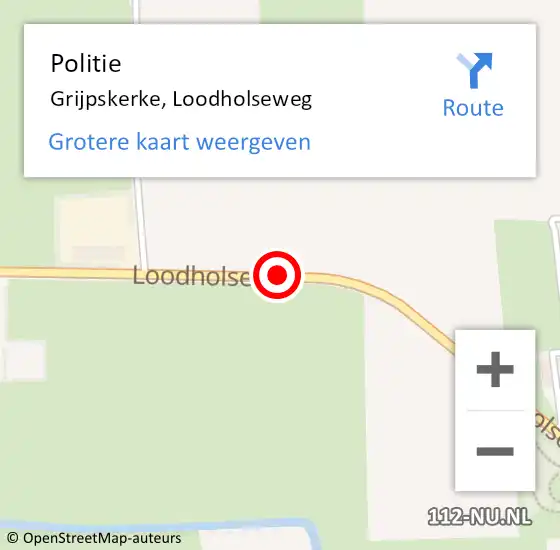 Locatie op kaart van de 112 melding: Politie Grijpskerke, Loodholseweg op 12 augustus 2015 16:36