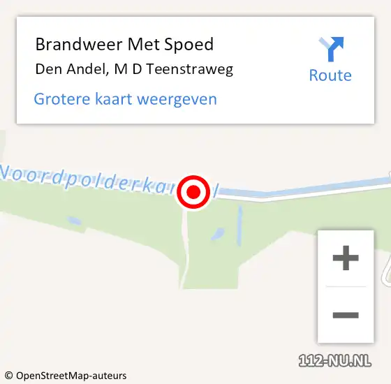 Locatie op kaart van de 112 melding: Brandweer Met Spoed Naar Den Andel, M D Teenstraweg op 12 augustus 2015 16:38