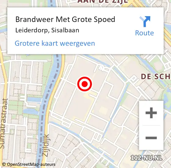 Locatie op kaart van de 112 melding: Brandweer Met Grote Spoed Naar Leiderdorp, Sisalbaan op 12 augustus 2015 16:39