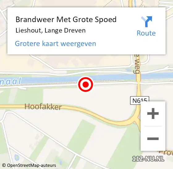 Locatie op kaart van de 112 melding: Brandweer Met Grote Spoed Naar Lieshout, Lange Dreven op 12 augustus 2015 16:42