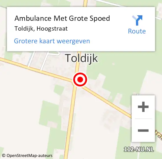 Locatie op kaart van de 112 melding: Ambulance Met Grote Spoed Naar Toldijk, Hoogstraat op 12 augustus 2015 18:23