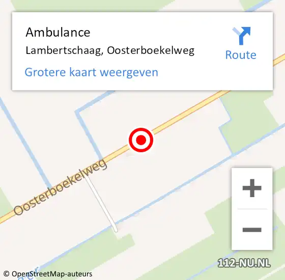 Locatie op kaart van de 112 melding: Ambulance Lambertschaag, Oosterboekelweg op 12 augustus 2015 18:26