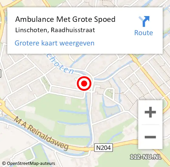 Locatie op kaart van de 112 melding: Ambulance Met Grote Spoed Naar Linschoten, Raadhuisstraat op 12 augustus 2015 18:33