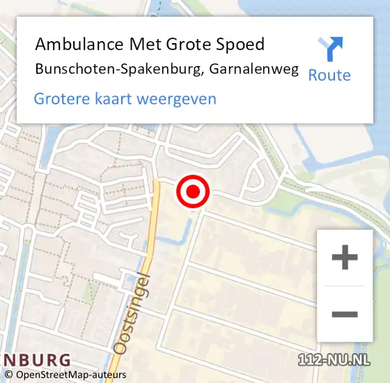 Locatie op kaart van de 112 melding: Ambulance Met Grote Spoed Naar Bunschoten-Spakenburg, Garnalenweg op 12 augustus 2015 18:39