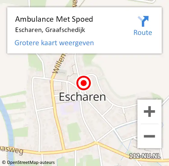 Locatie op kaart van de 112 melding: Ambulance Met Spoed Naar Escharen, Graafschedijk op 12 augustus 2015 18:40