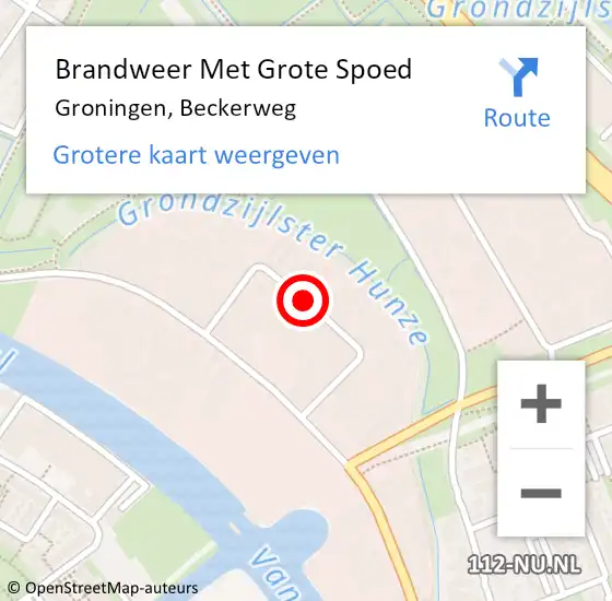 Locatie op kaart van de 112 melding: Brandweer Met Grote Spoed Naar Groningen, Beckerweg op 12 augustus 2015 19:43