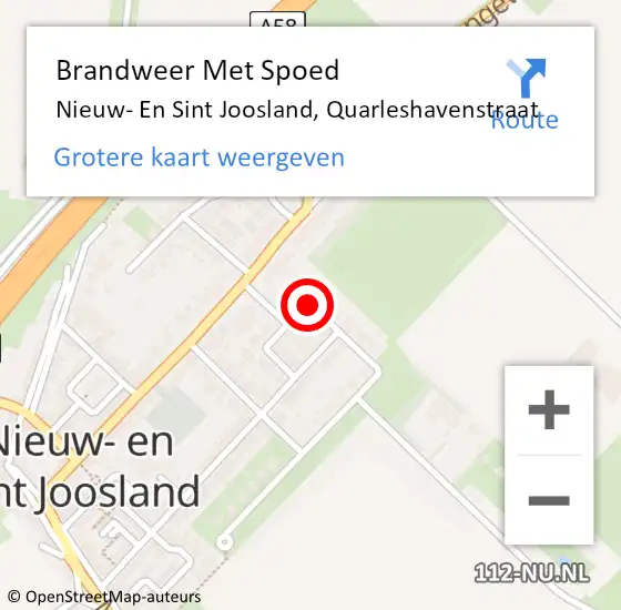 Locatie op kaart van de 112 melding: Brandweer Met Spoed Naar Nieuw- En Sint Joosland, Quarleshavenstraat op 12 augustus 2015 20:26