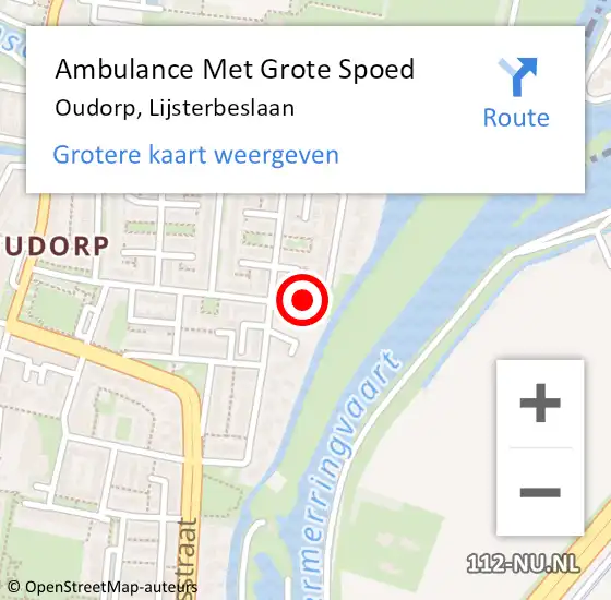 Locatie op kaart van de 112 melding: Ambulance Met Grote Spoed Naar Oudorp, Lijsterbeslaan op 13 augustus 2015 00:31