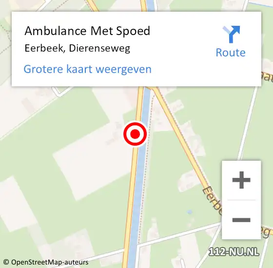 Locatie op kaart van de 112 melding: Ambulance Met Spoed Naar Eerbeek, Dierenseweg op 13 augustus 2015 01:06