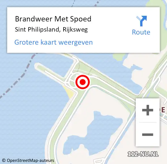 Locatie op kaart van de 112 melding: Brandweer Met Spoed Naar Sint Philipsland, Rijksweg op 13 augustus 2015 03:46