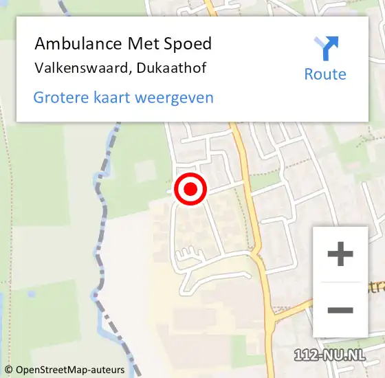Locatie op kaart van de 112 melding: Ambulance Met Spoed Naar Valkenswaard, Dukaathof op 13 augustus 2015 05:26