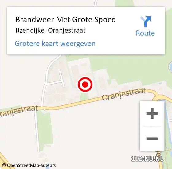 Locatie op kaart van de 112 melding: Brandweer Met Grote Spoed Naar IJzendijke, Oranjestraat op 13 augustus 2015 05:51