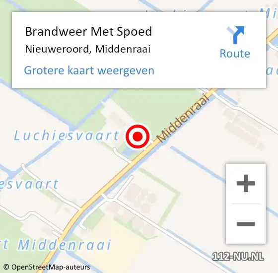 Locatie op kaart van de 112 melding: Brandweer Met Spoed Naar Nieuweroord, Middenraai op 13 augustus 2015 06:14