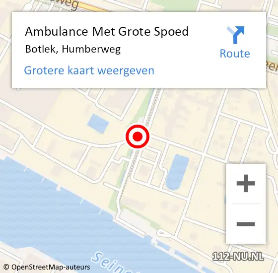 Locatie op kaart van de 112 melding: Ambulance Met Grote Spoed Naar Botlek, Humberweg op 13 augustus 2015 07:15