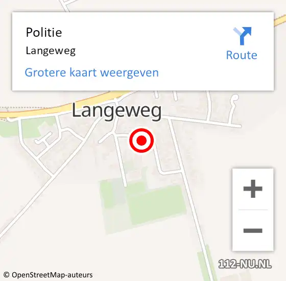 Locatie op kaart van de 112 melding: Politie Langeweg op 13 augustus 2015 08:09