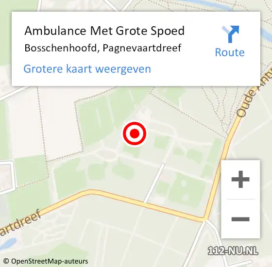 Locatie op kaart van de 112 melding: Ambulance Met Grote Spoed Naar Bosschenhoofd, Pagnevaartdreef op 13 augustus 2015 09:32