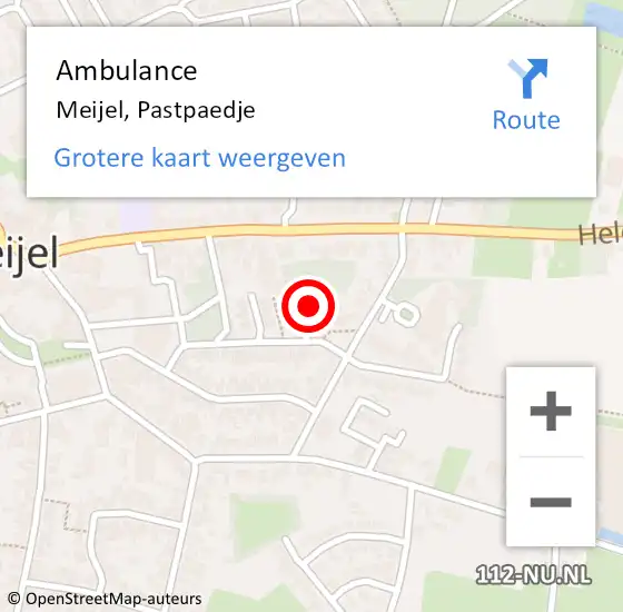 Locatie op kaart van de 112 melding: Ambulance Meijel, Pastpaedje op 13 augustus 2015 09:47