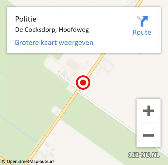 Locatie op kaart van de 112 melding: Politie De Cocksdorp, Hoofdweg op 13 augustus 2015 09:58