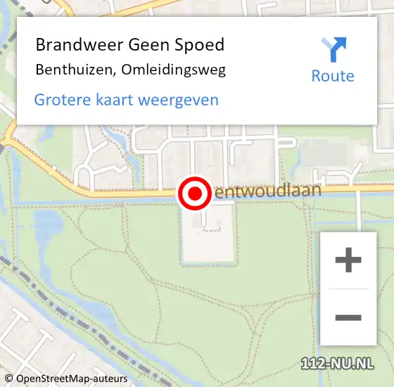 Locatie op kaart van de 112 melding: Brandweer Geen Spoed Naar Benthuizen, Omleidingsweg op 13 augustus 2015 10:00