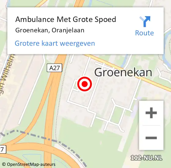 Locatie op kaart van de 112 melding: Ambulance Met Grote Spoed Naar Groenekan, Oranjelaan op 13 augustus 2015 11:21