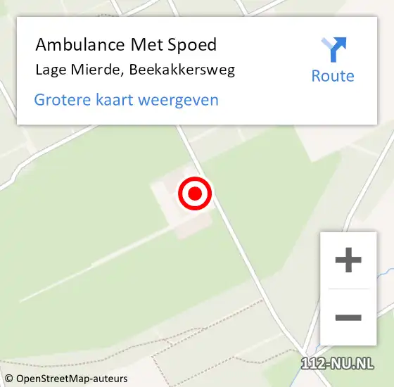 Locatie op kaart van de 112 melding: Ambulance Met Spoed Naar Lage Mierde, Beekakkersweg op 13 augustus 2015 11:44