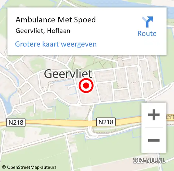 Locatie op kaart van de 112 melding: Ambulance Met Spoed Naar Geervliet, Hoflaan op 13 augustus 2015 12:15