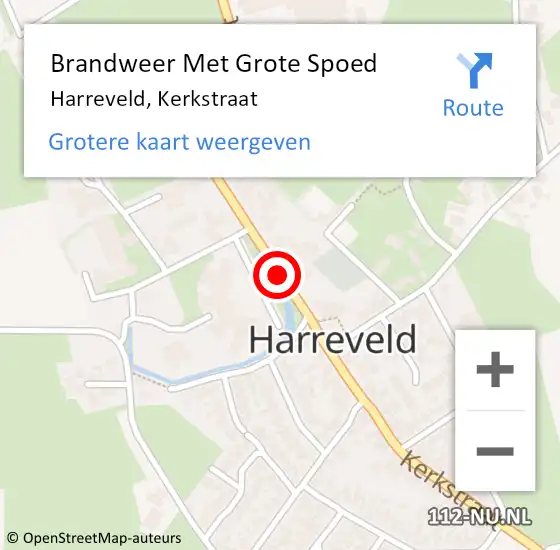 Locatie op kaart van de 112 melding: Brandweer Met Grote Spoed Naar Harreveld, Kerkstraat op 13 augustus 2015 13:04