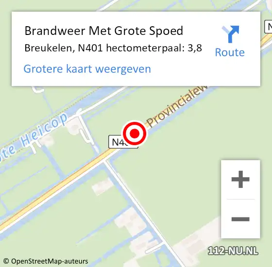 Locatie op kaart van de 112 melding: Brandweer Met Grote Spoed Naar Breukelen, N401 hectometerpaal: 3,8 op 13 augustus 2015 13:06