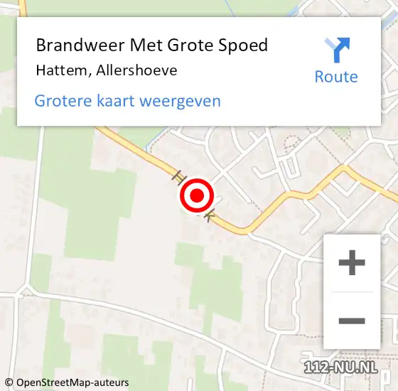 Locatie op kaart van de 112 melding: Brandweer Met Grote Spoed Naar Hattem, Allershoeve op 13 augustus 2015 13:27