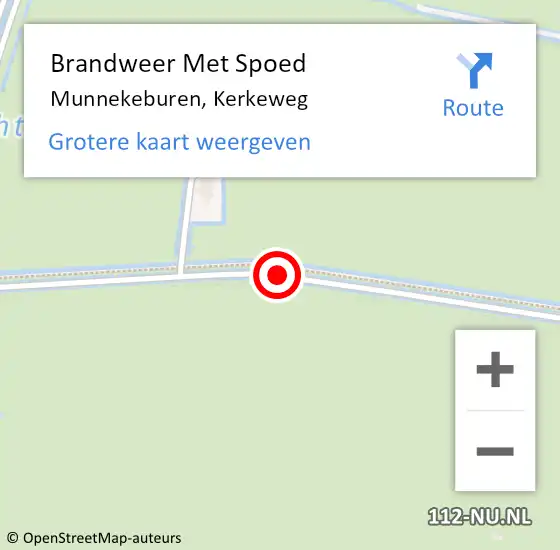 Locatie op kaart van de 112 melding: Brandweer Met Spoed Naar Munnekeburen, Kerkeweg op 13 augustus 2015 13:48