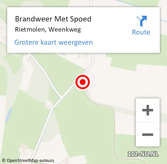 Locatie op kaart van de 112 melding: Brandweer Met Spoed Naar Rietmolen, Weenkweg op 17 november 2013 09:16