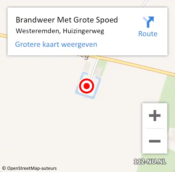 Locatie op kaart van de 112 melding: Brandweer Met Grote Spoed Naar Westeremden, Huizingerweg op 13 augustus 2015 14:43