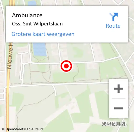 Locatie op kaart van de 112 melding: Ambulance Oss, Sint Wilpertslaan op 13 augustus 2015 15:03