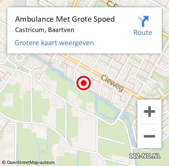 Locatie op kaart van de 112 melding: Ambulance Met Grote Spoed Naar Castricum, Baartven op 13 augustus 2015 15:11