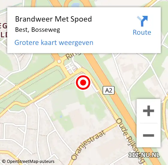 Locatie op kaart van de 112 melding: Brandweer Met Spoed Naar Best, Bosseweg op 13 augustus 2015 15:21